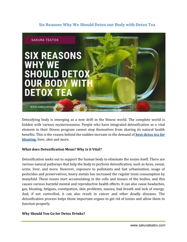 Six Reasons Why We Should Detox our Body with Detox Tea