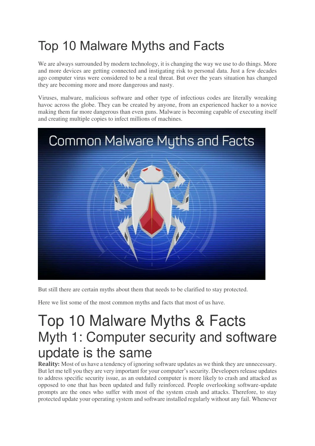 top 10 malware myths and facts we are always