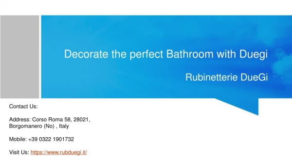 Decorate the perfect bathroom with duegi converted