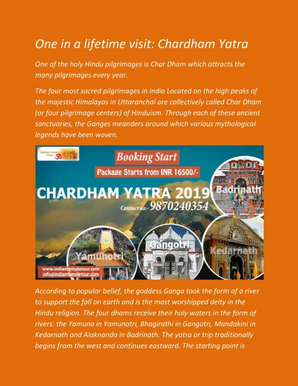 One in a lifetime visit: Chardham Yatra
