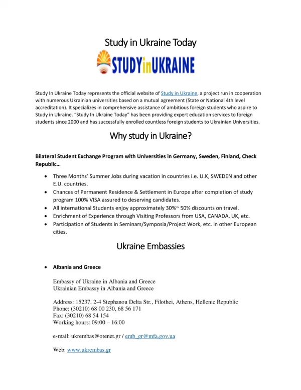 Study in Ukraine Today