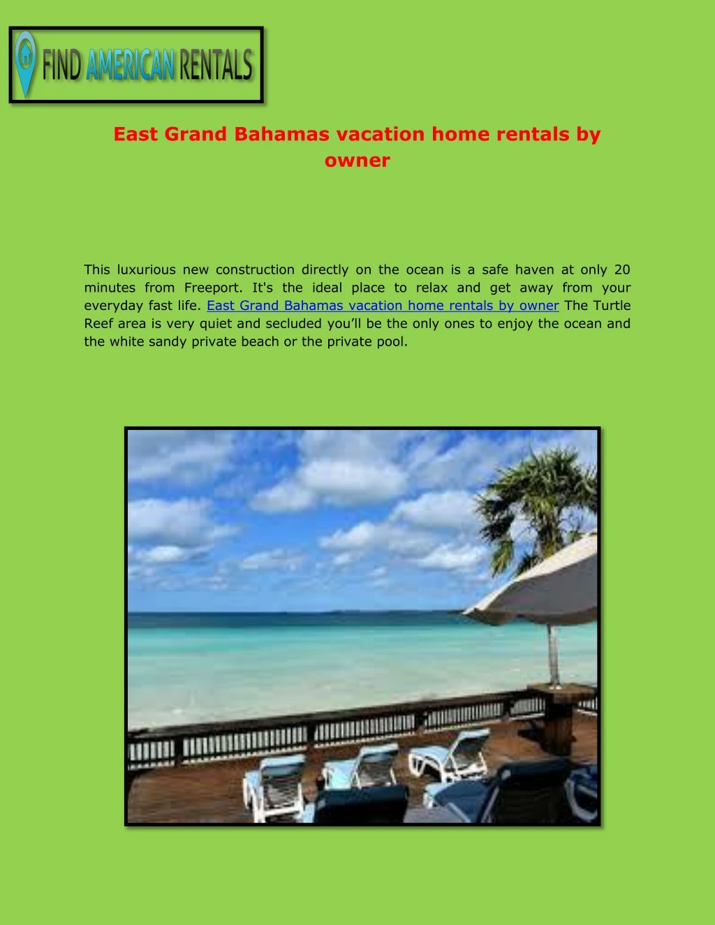 east grand bahamas vacation home rentals by owner