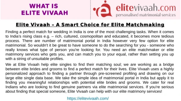 Elite Matrimony, Elite Matrimonial, Elite Vivaah, Matrimonial portal in India