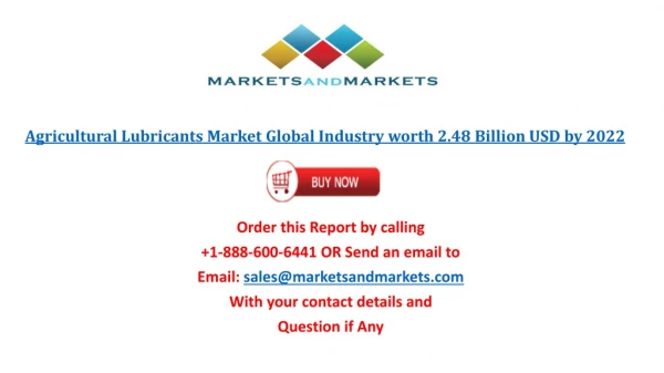 Agricultural Lubricants Market worth 2.48 Billion USD by 2022