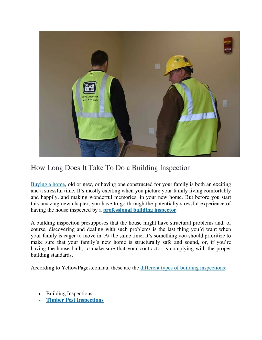 how long does it take to do a building inspection