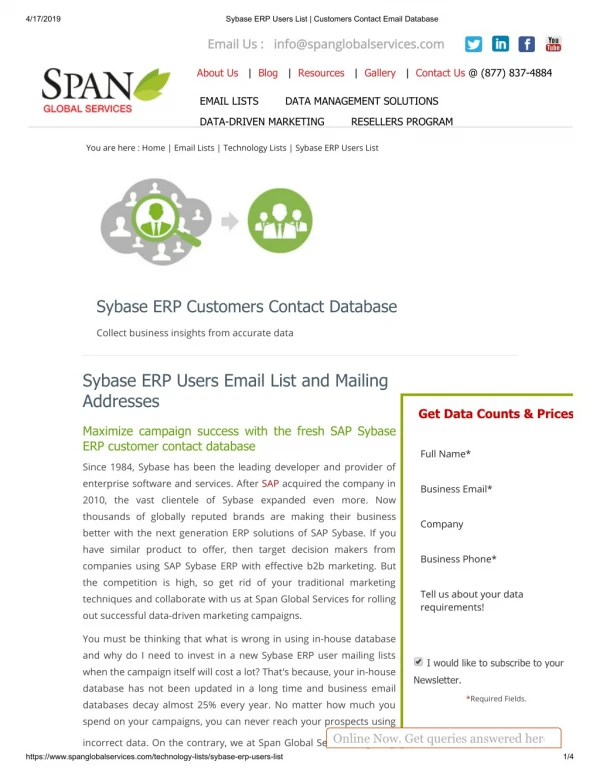 List of Companies using Sybase ERP