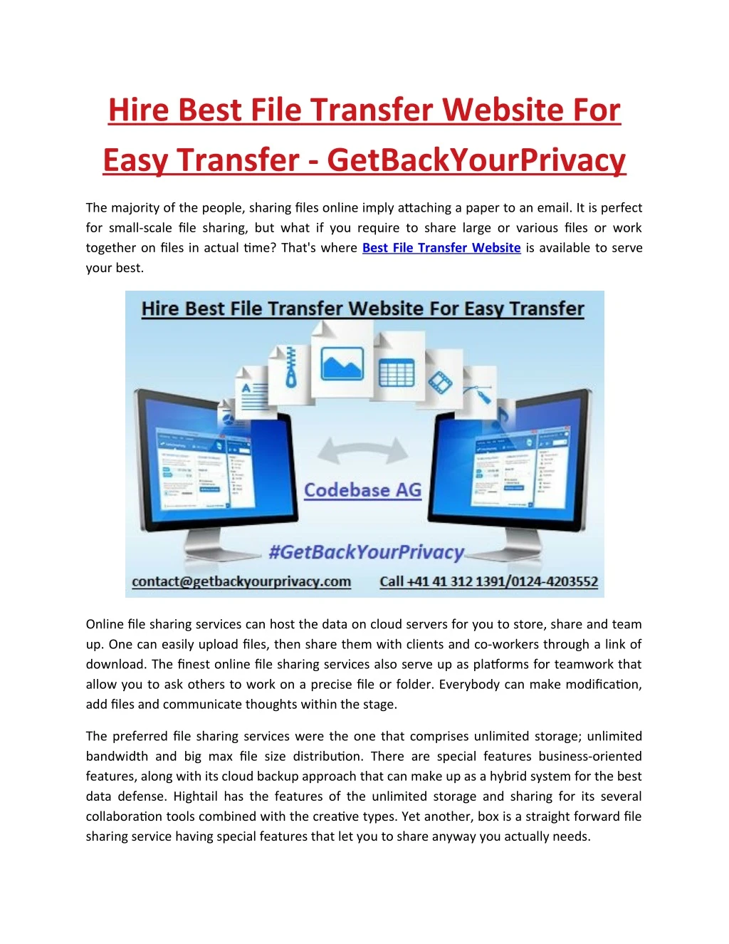 hire best file transfer website for easy transfer