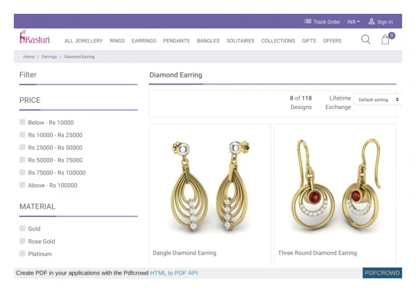 Designer diamond earrings online India