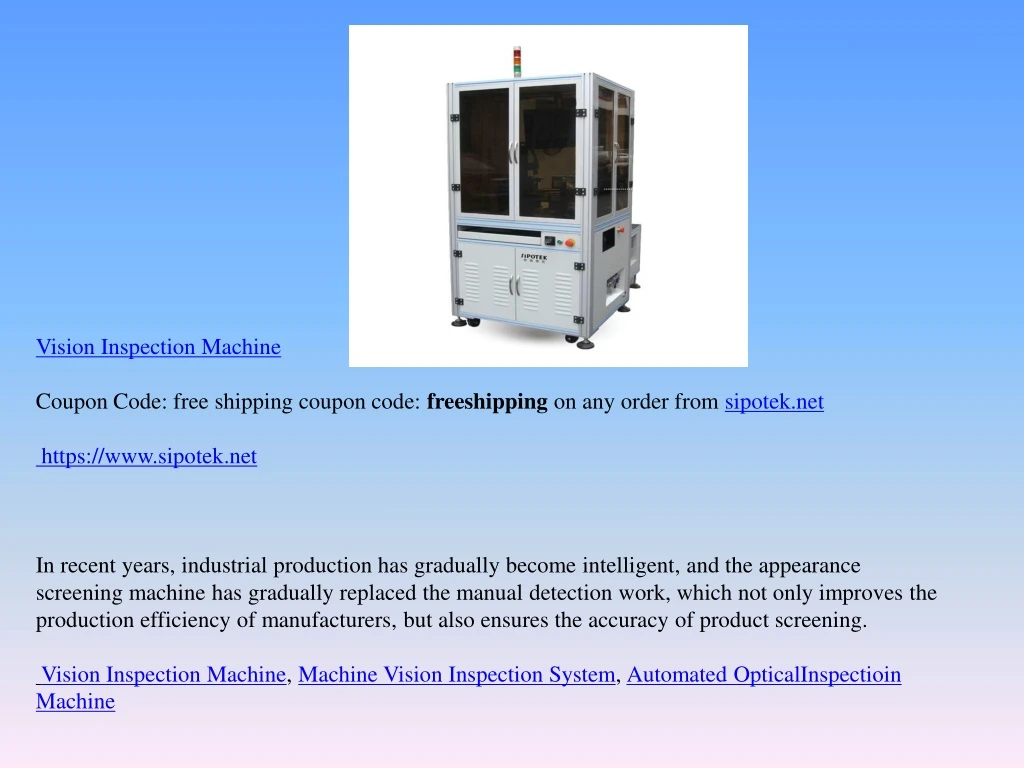 vision inspection machine coupon code free