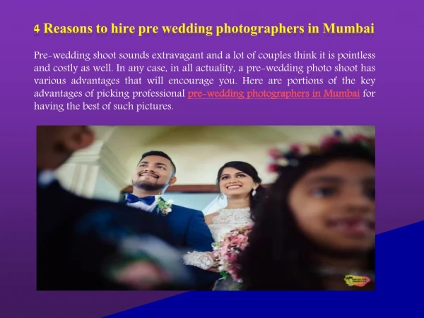 4 Reasons to hire pre wedding photographers in Mumbai
