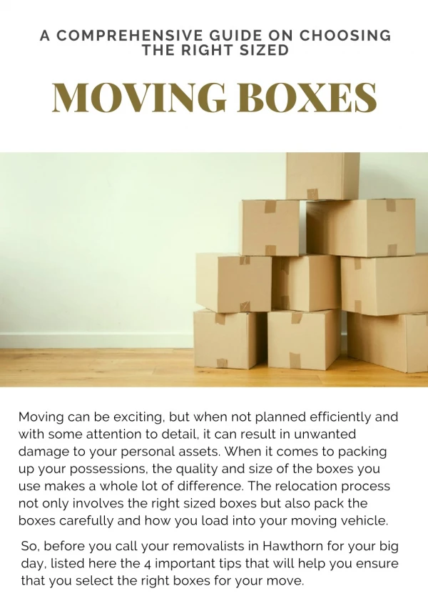 A Comprehensive Guide on Choosing the Right Sized Moving Boxes