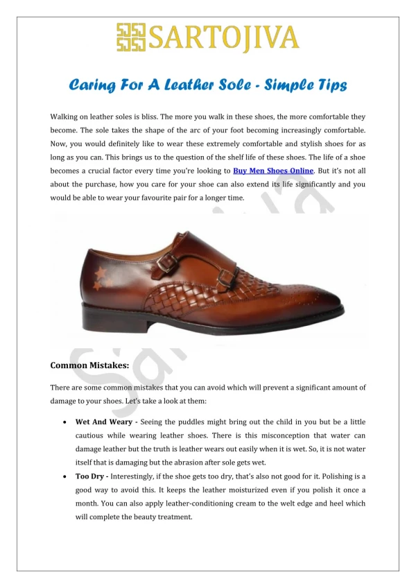 Caring For A Leather Sole - Simple Tips