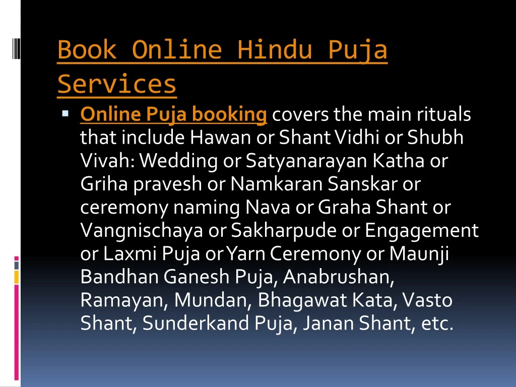 book online hindu puja services