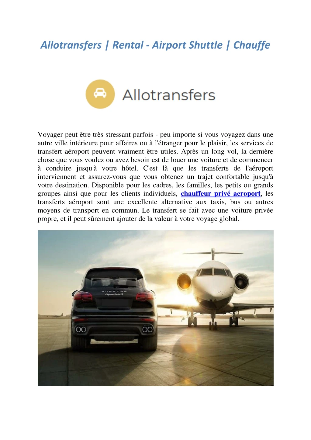 allotransfers rental airport shuttle chauffe