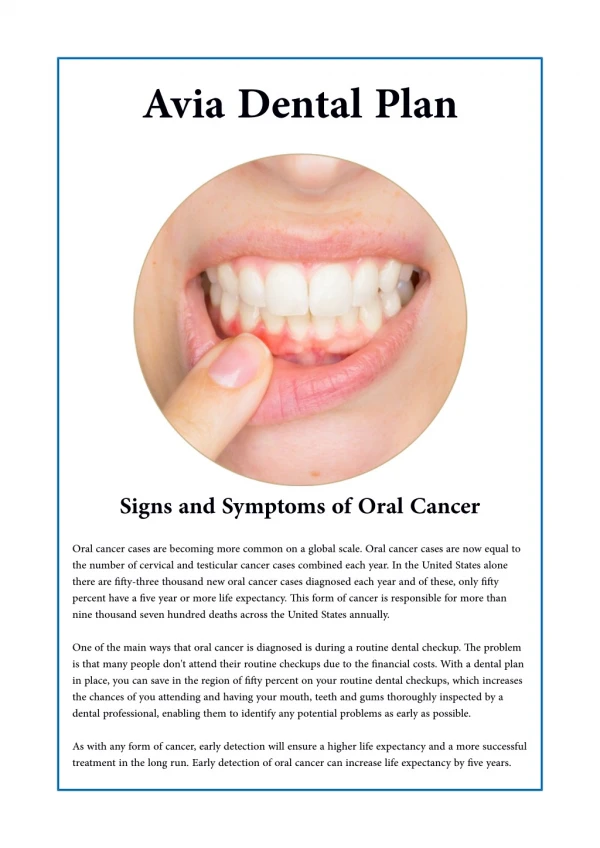 Signs and Symptoms of Oral Cancer