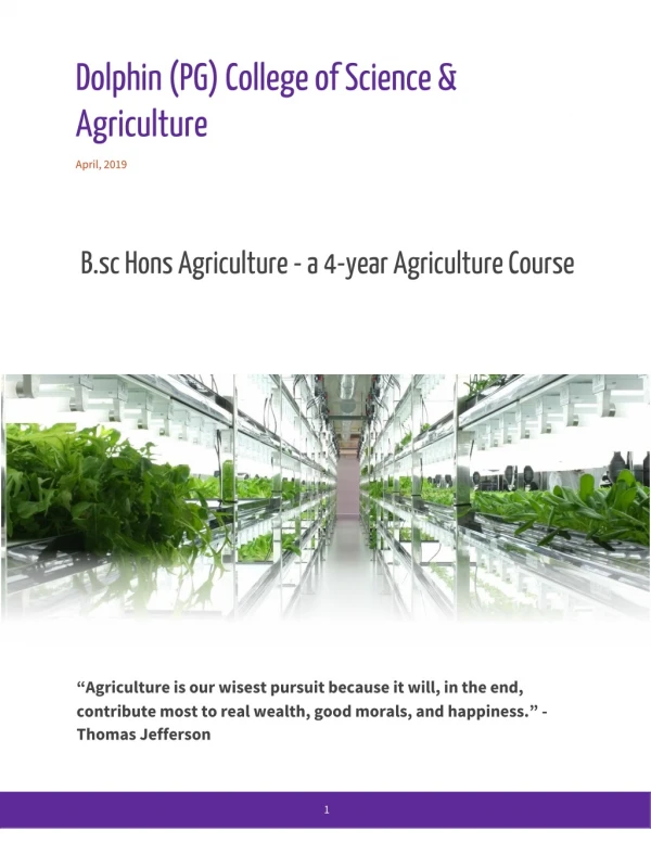 Bsc Agriculture Courses