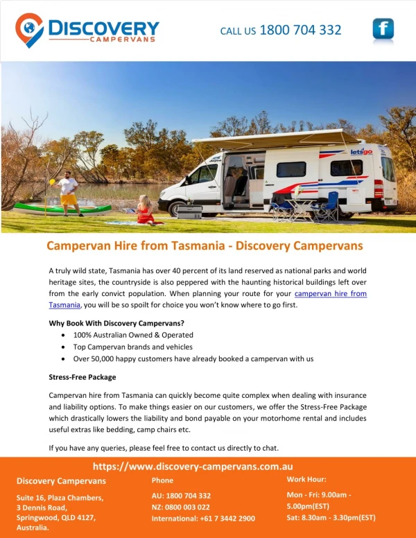 Campervan Hire from Tasmania - Discovery Campervans