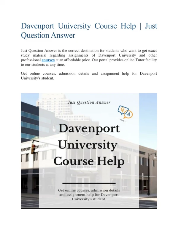 Davenport University Course Help | Just Question Answer