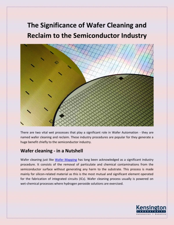 The Significance of Wafer Cleaning and Reclaim to the Semiconductor Industry