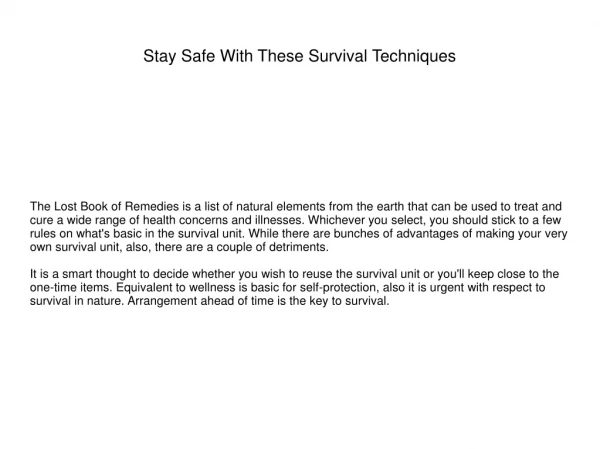 Stay Safe With These Survival Techniques
