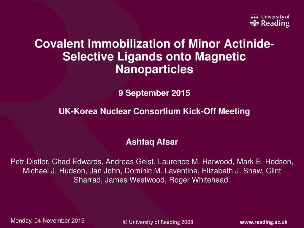 covalent immobilization of minor actinide