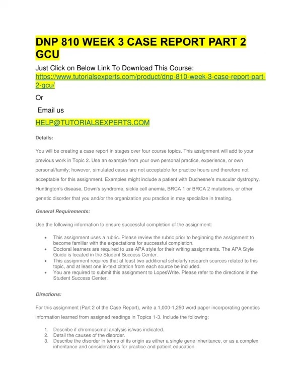 dnp 810 week 3 case report part 2 gcu just click