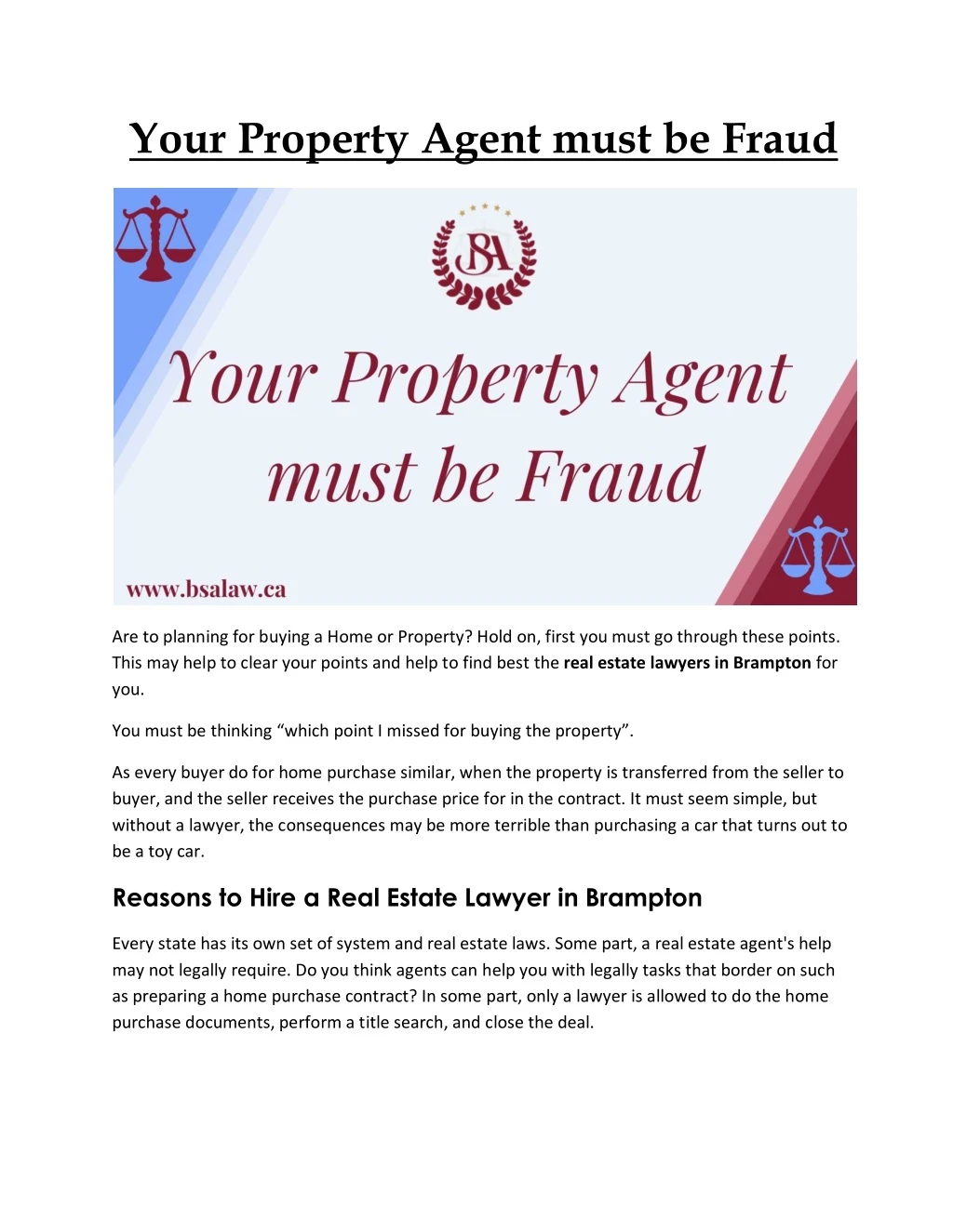 your property agent must be fraud