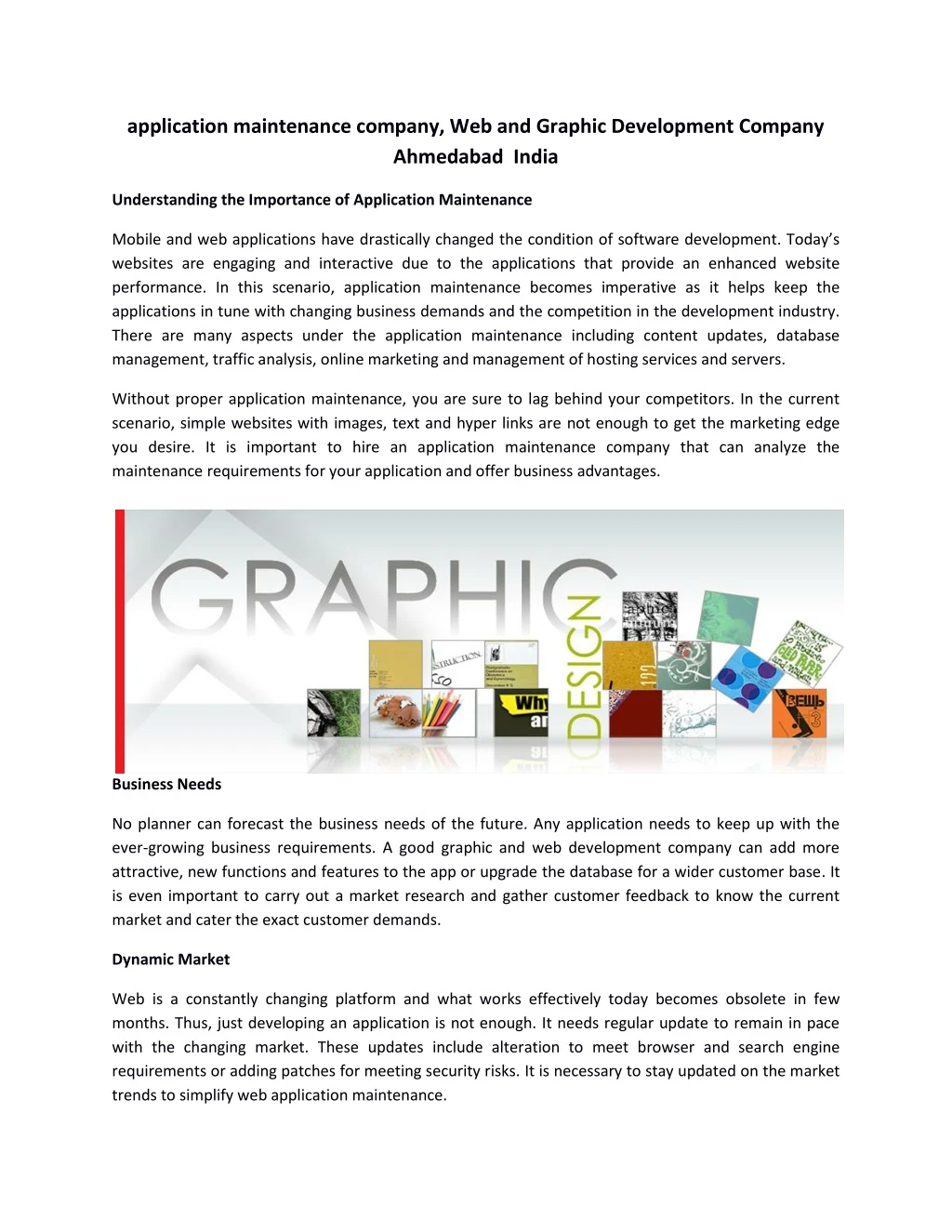 application maintenance company web and graphic