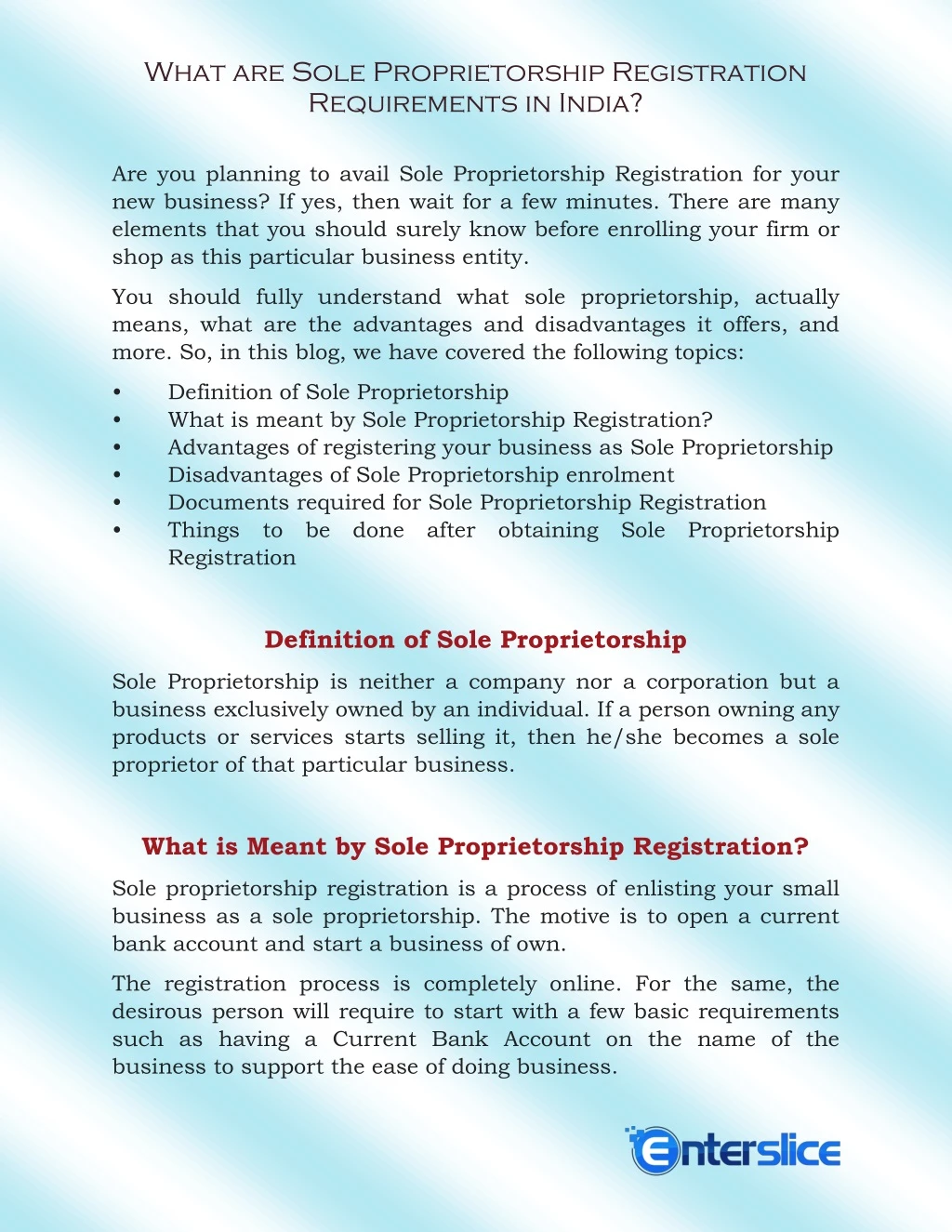 what are sole proprietorship registration