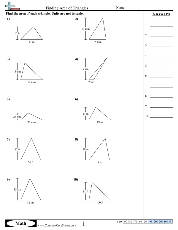 area of triangles