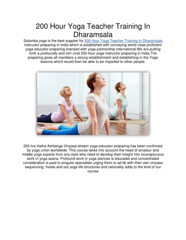 200 Hour Yoga Teacher Training In Dharamsala