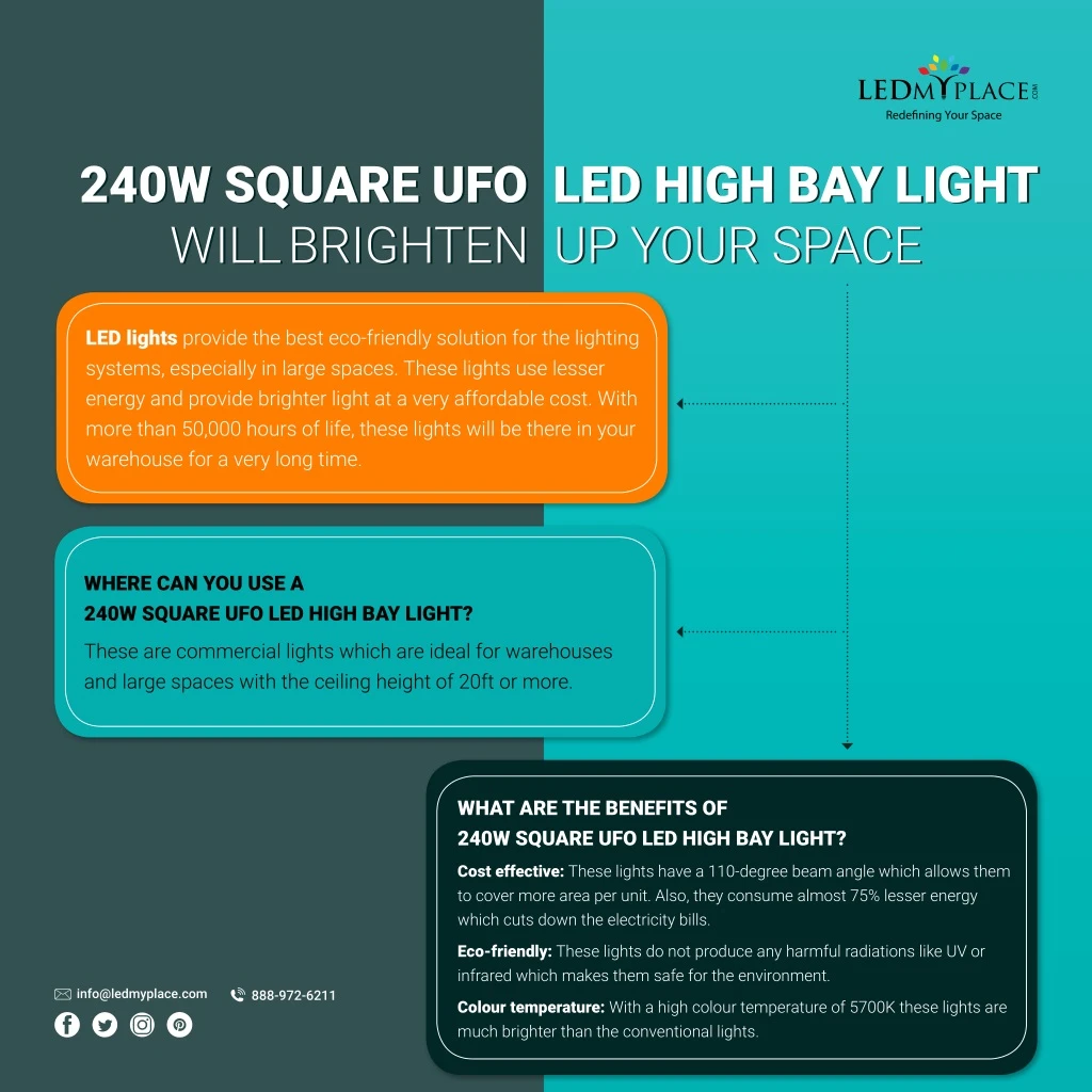 240w square ufo led high bay light