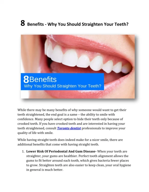8 Benefits - Why You Should Straighten Your Teeth?