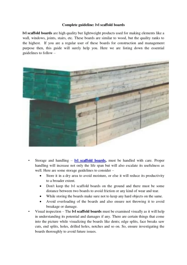 Complete guideline: lvl scaffold boards