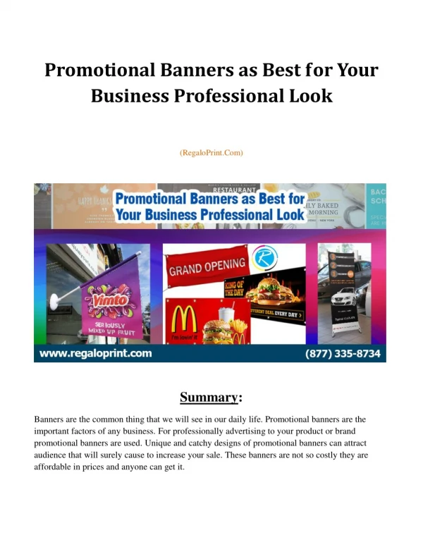 Promotional Banners as Best for Your Business Professional Look