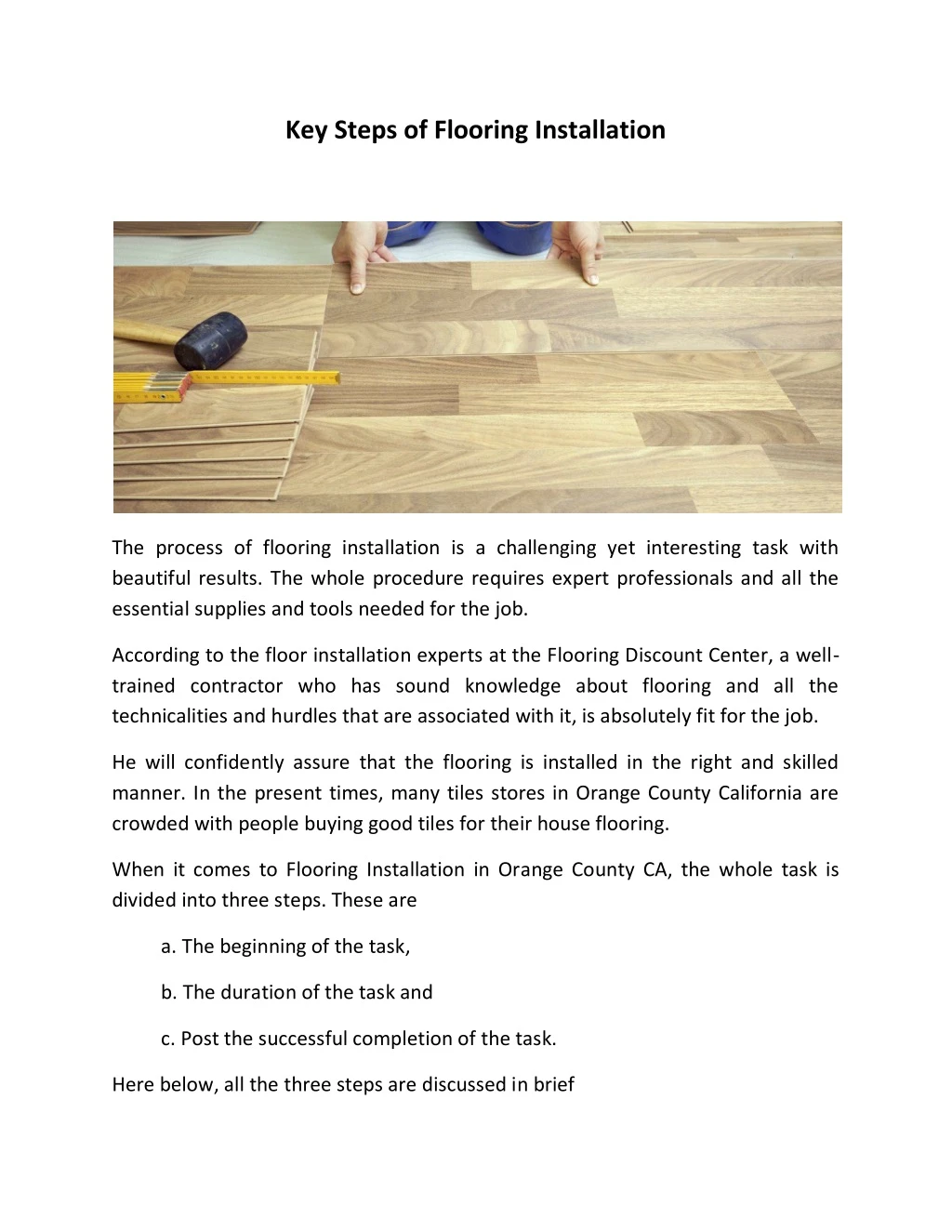 key steps of flooring installation