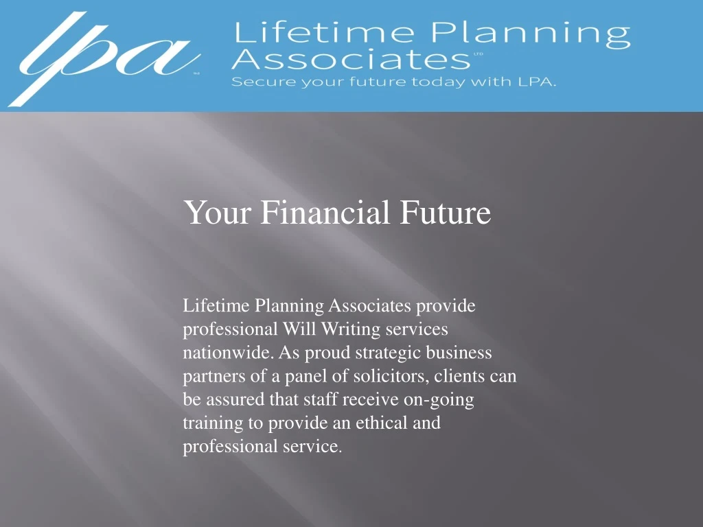 your financial future lifetime planning