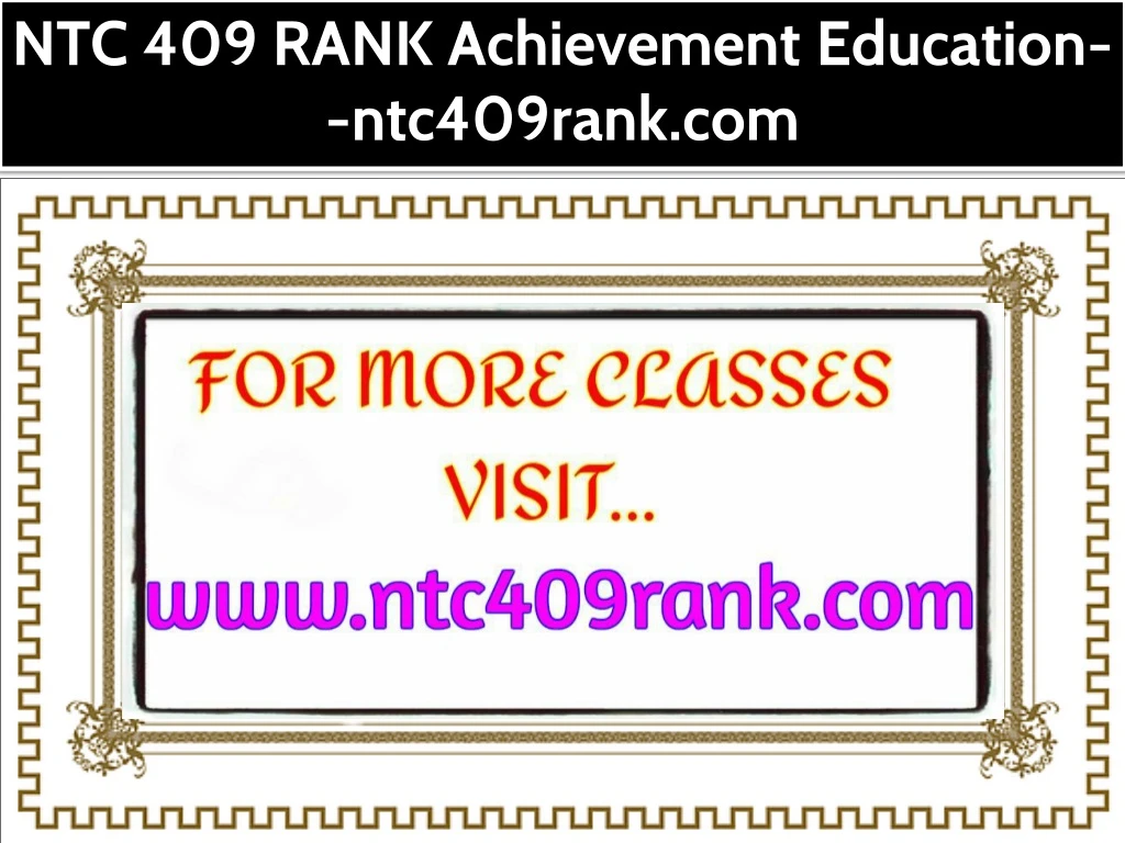 ntc 409 rank achievement education ntc409rank com