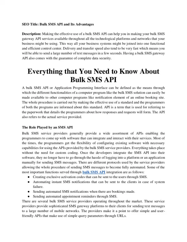 seo title bulk sms api and its advantages