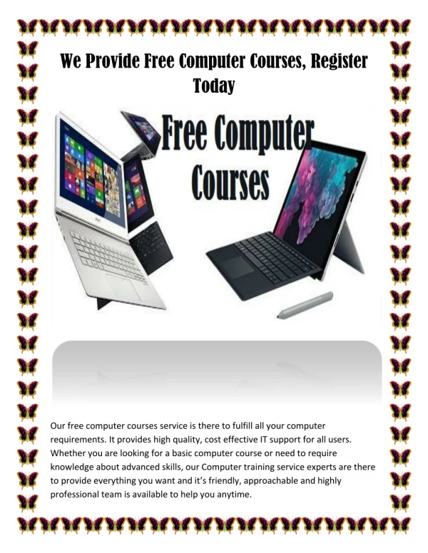 We Provide Free Computer Courses, Register Today