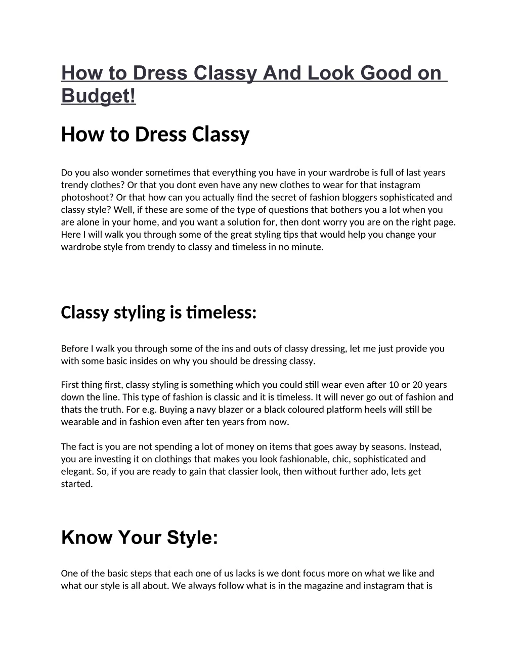 how to dress classy and look good on budget