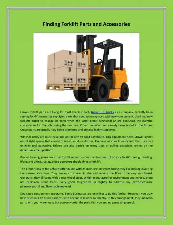 Finding Forklift Parts and Accessories