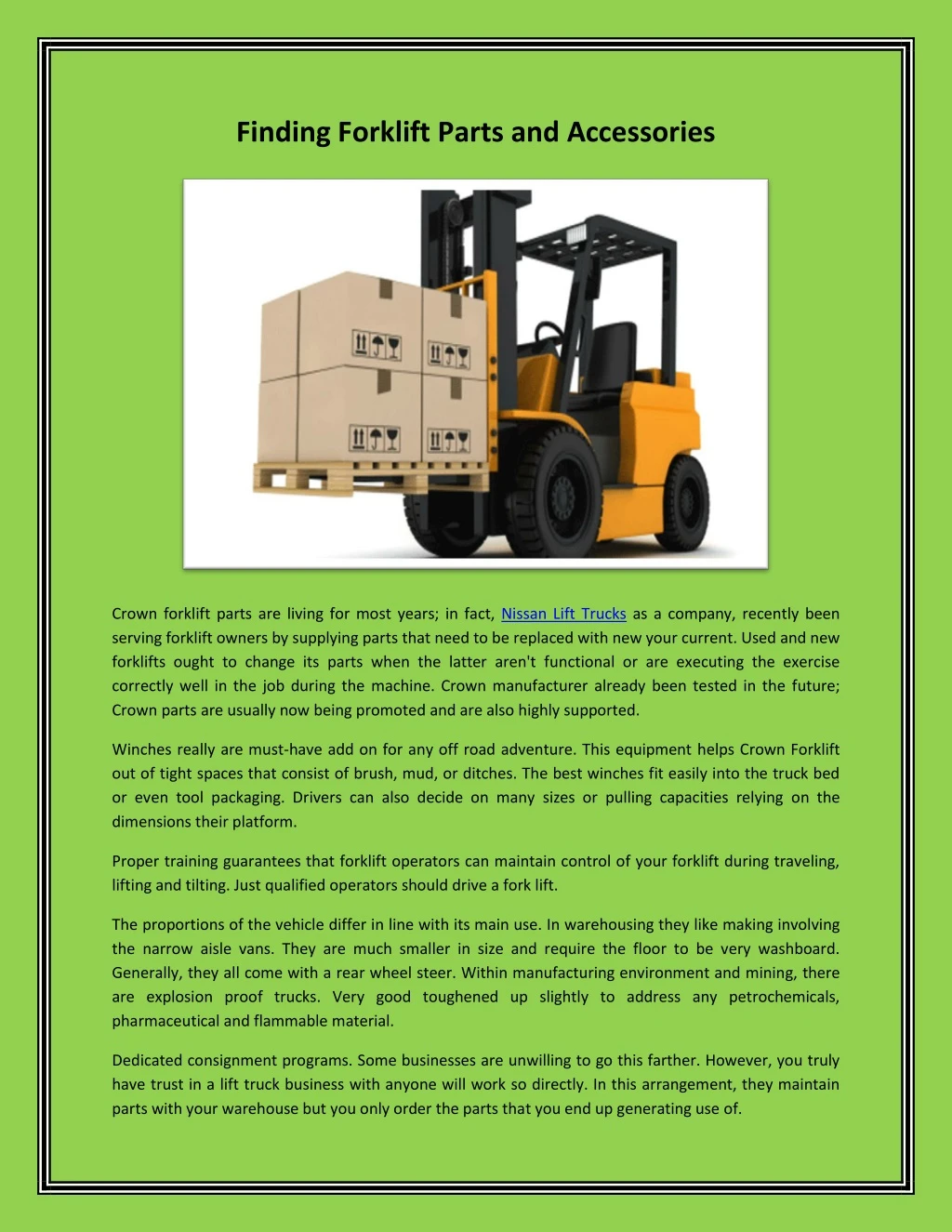 finding forklift parts and accessories
