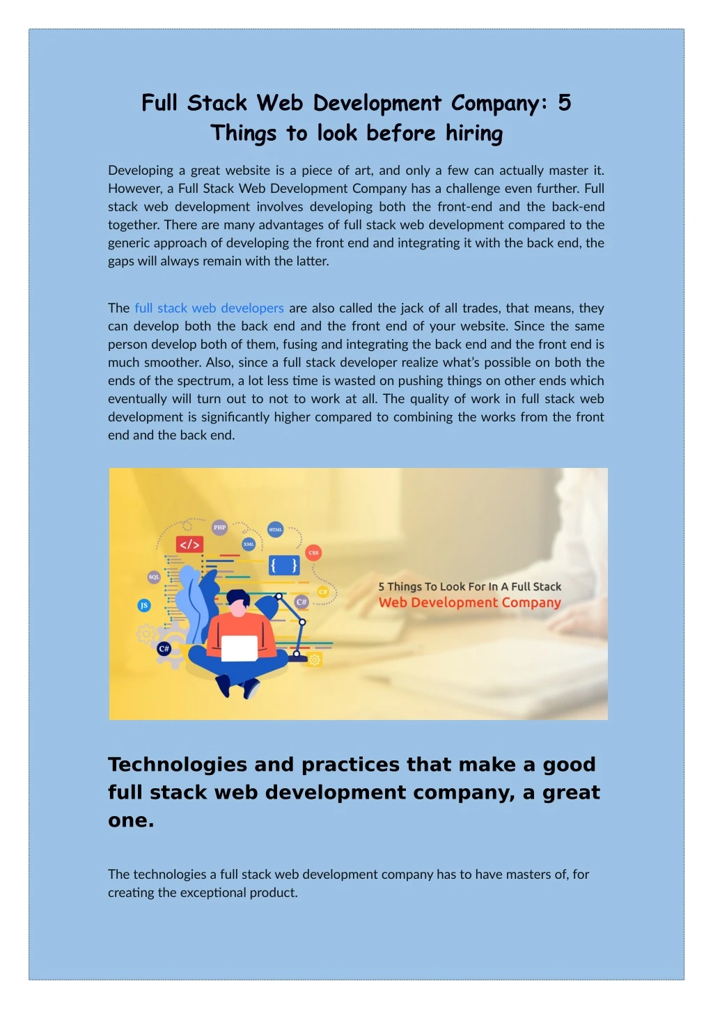 full stack web development company 5 things