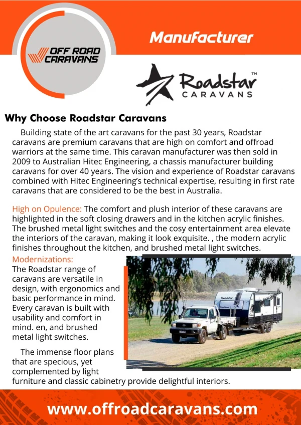 Off Road Caravans Manufacturer - Roadstar Caravans