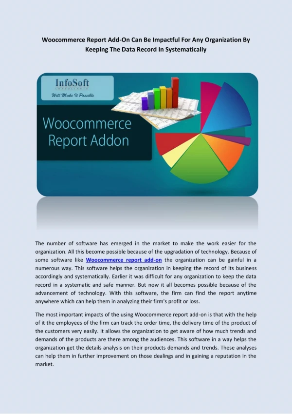 Woocommerce Report Add-On Can Be Impactful For Any Organization By Keeping The Data Record In Systematically