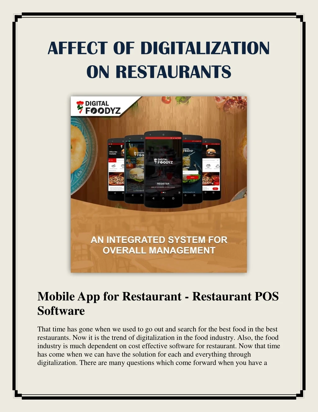 affect of digitalization on restaurants