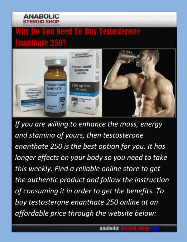 Why Do You Need To Buy Testosterone Enanthate 250?