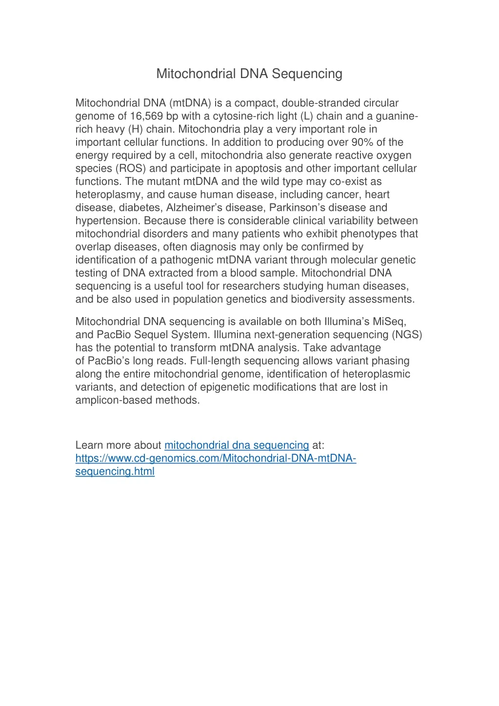 mitochondrial dna sequencing