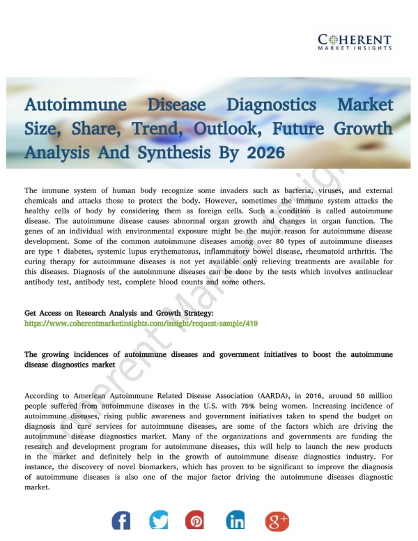 Autoimmune Disease Diagnostics Market 2026 - Diagnostic Testing and Interpretation of Tests